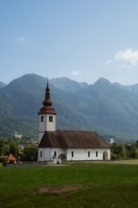 Bohinj municipality with church and surroundings Slovenia