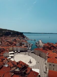 Piran main square view from above Slovenia