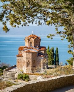 St.Naum mantery with view on Ohrid lake